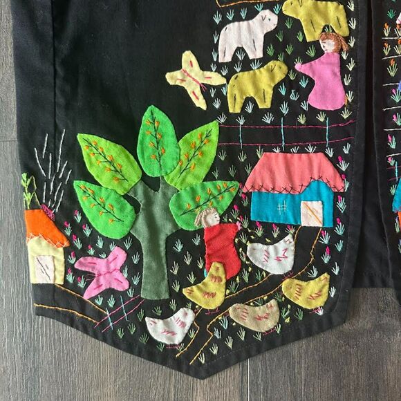 Vintage Cuyamuna Folk Art Vest Patchwork Applique Farm Animals Scene Size Large - Picture 4 of 10